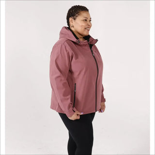 Dusty rose hooded jacket from Women’s Plus Size Micro Fleece Soft Shell Outerwear