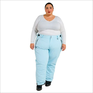 Light blue snow pants from Snow Country Outerwear for plus size women ski gear