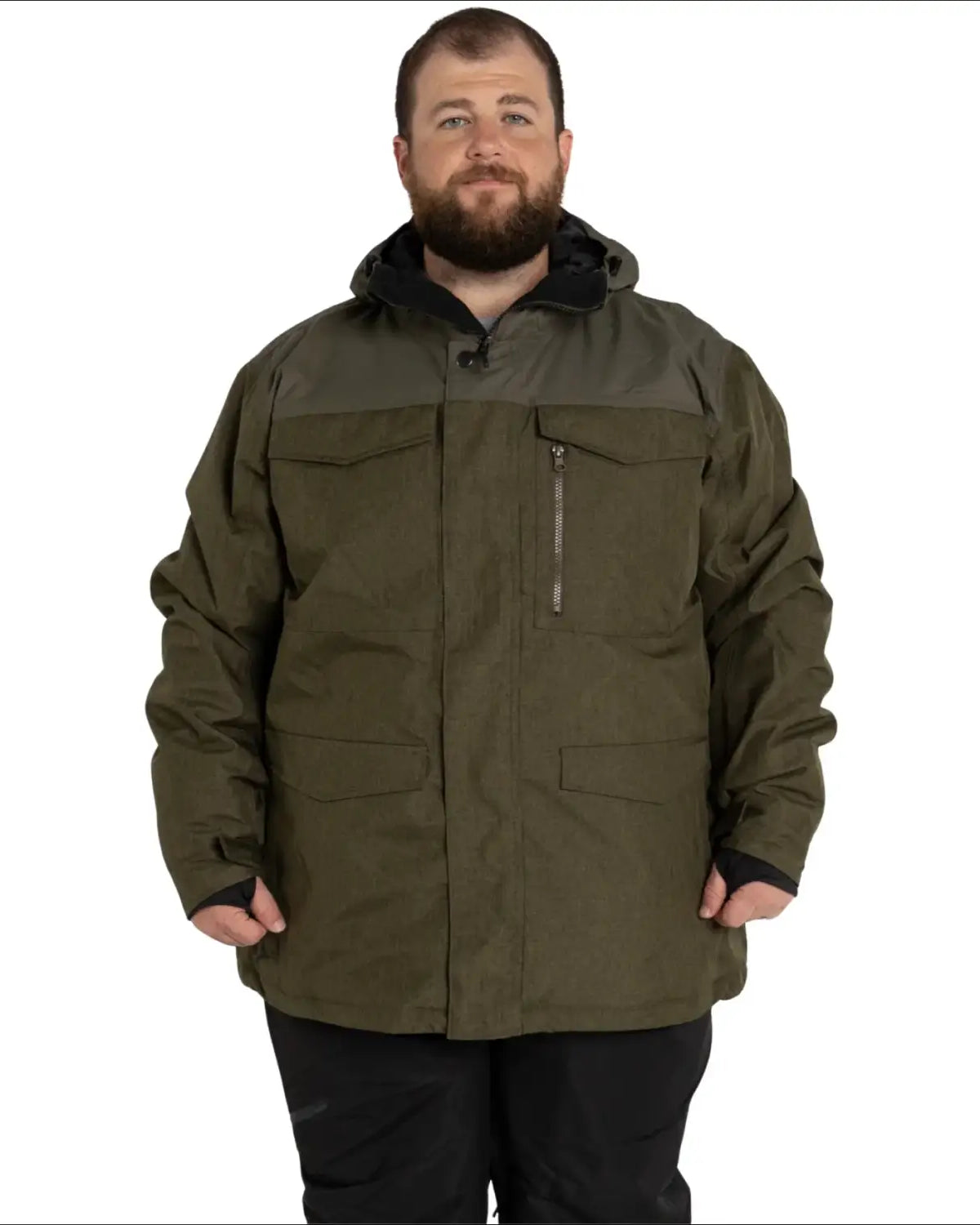 Olive green hooded parka from Snow Country Outerwear Men’s big sizes winter insulated coat