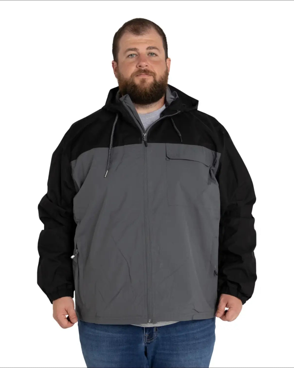 Two-tone hooded jacket from Snow Country Outerwear 3X-7X Men’s Big Rain Jacket Windbreaker Packable