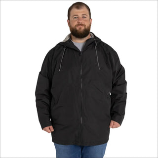 Black hooded rain jacket from Men’s Big 3XL-7XL Rain Jacket Windguard Windbreaker Coat