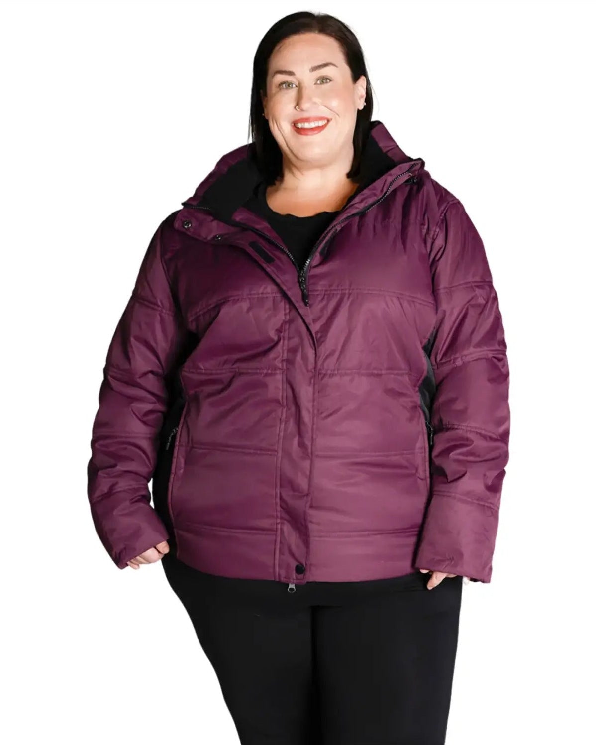 Plum-colored puffer jacket from Snow Country Outerwear Womens Aspen Ski Jacket Coat