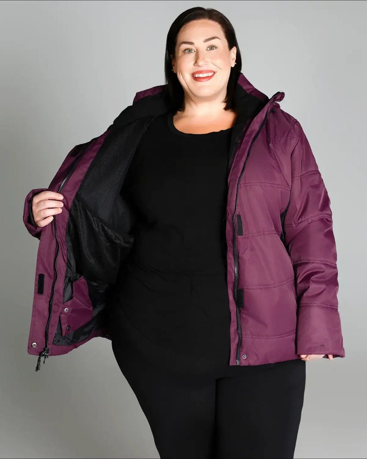 Plum-colored puffer jacket from Snow Country Outerwear Womens Aspen Ski Jacket Coat