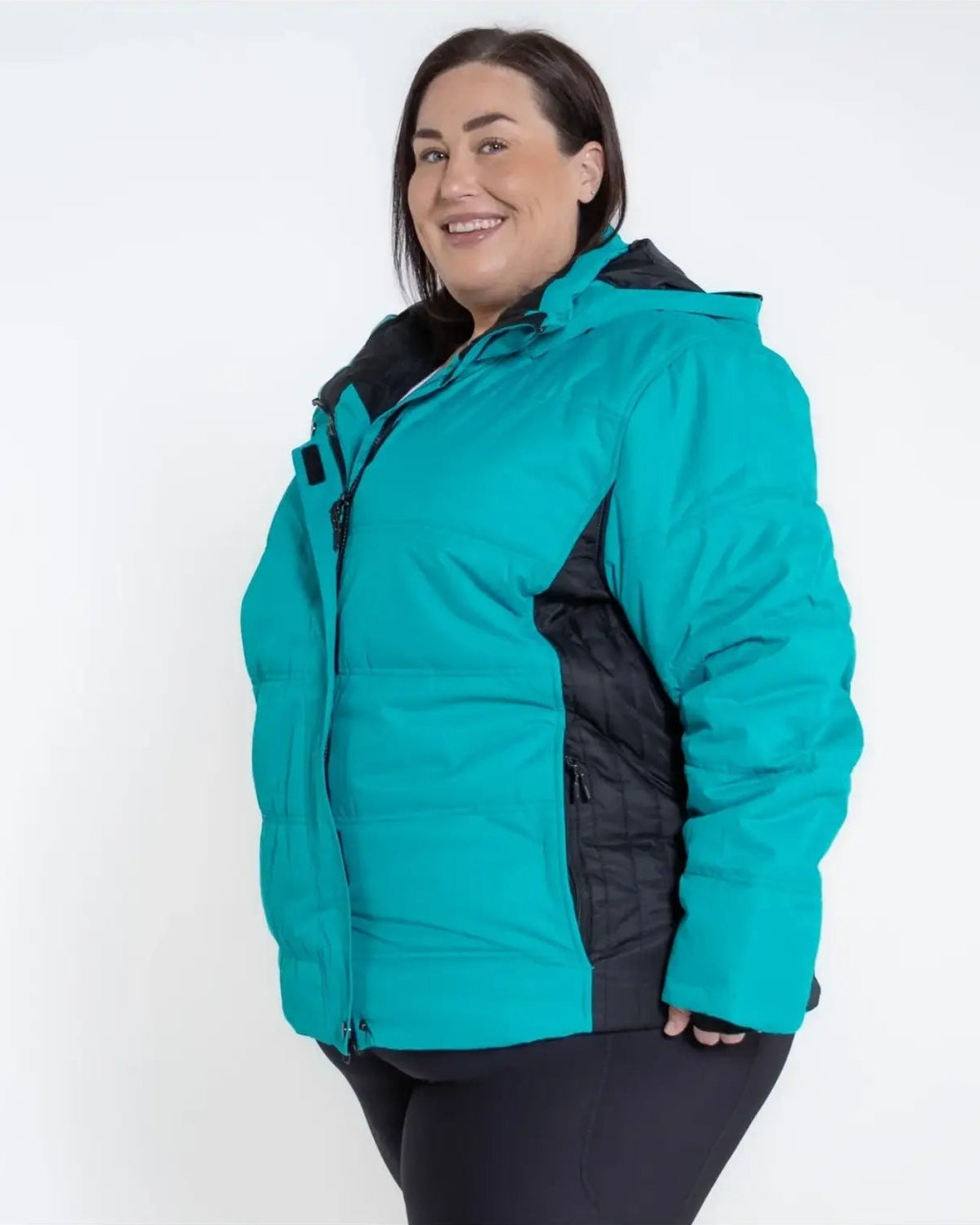 Teal and black puffer jacket from Snow Country Outerwear The Aspen Ski Jacket Coat