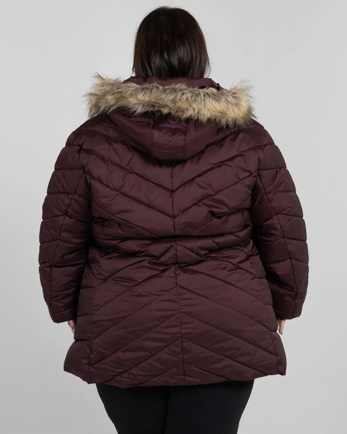 Eggplant The Axtell plus size hooded winter parka, back