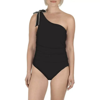 Black one-shoulder swimsuit from Carole Hochman Women’s Shoulder Tie One Piece collection