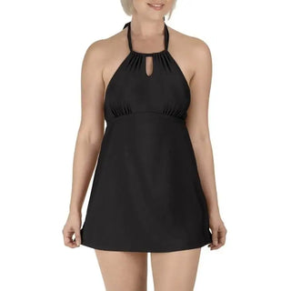Black halter neck swim dress from Carole Hochman Women’s Keyhole Swimdress Swimsuit