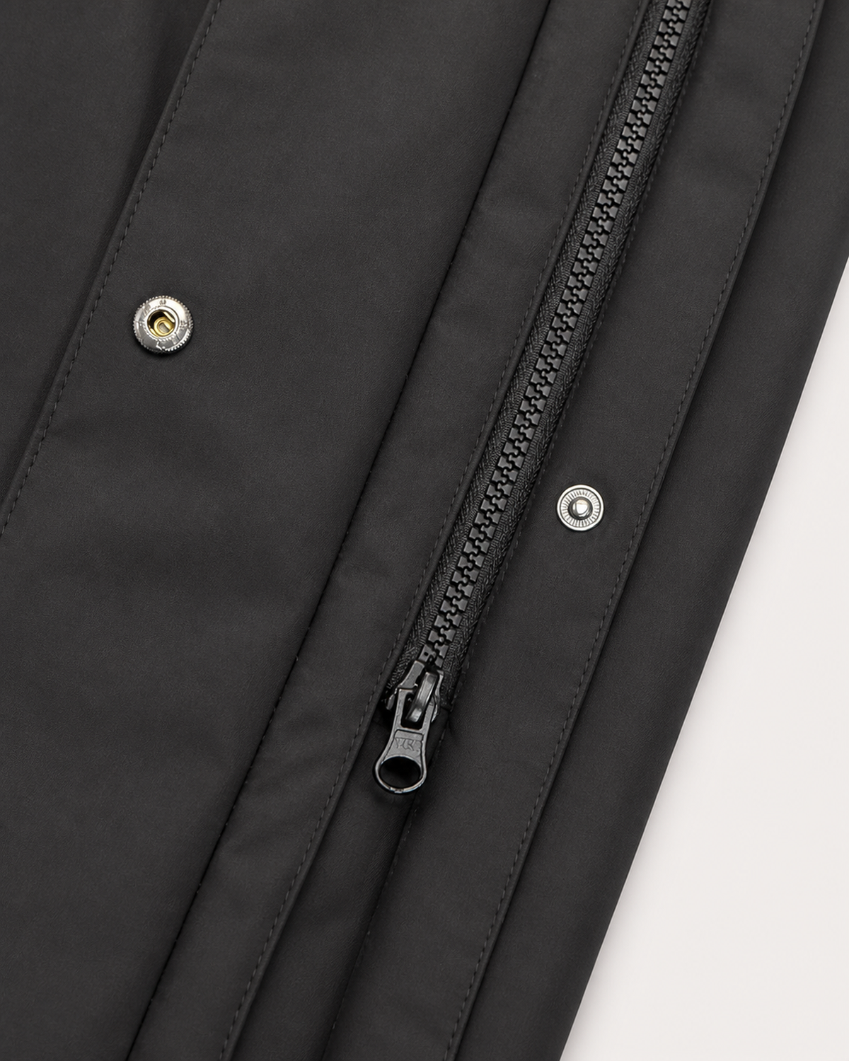 Black Cortina women's plus size insulated parka, flat lay, zipper