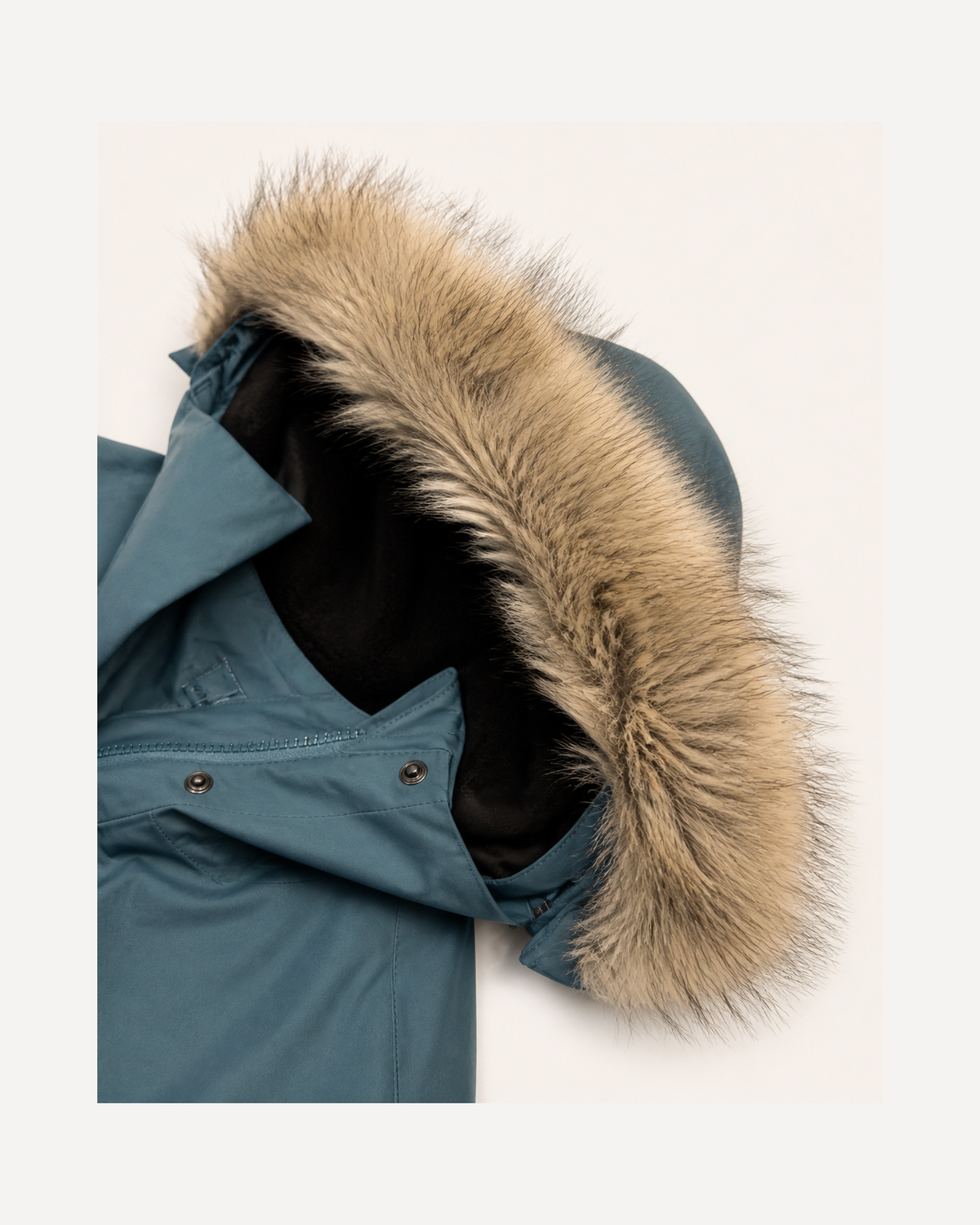 Peacock Cortina women's plus size insulated parka, flat lay, hood