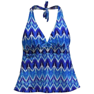 Blue patterned halter tankini top from Heat Womens Halter Tankini Swimsuit collection
