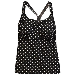 Black and white polka dot Racer Back Tankini Top from Heat Womens Swimsuit Collection