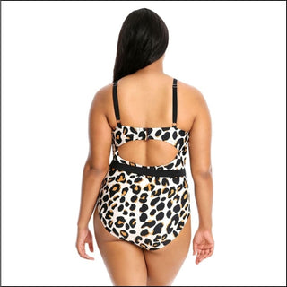 Lysa Plus Extended Sizes Beth Cheetah Belted One Piece Swimsuit 0X 1X 2X 3X - Swimsuits