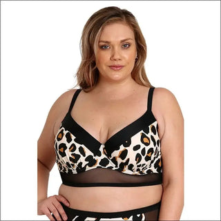 Leopard print bikini top from Lysa Plus Extended Sizes Mimi Cheetah Mesh Swimsuit Set
