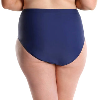 Navy blue high-waisted swimsuit bottoms from Lysa Women’s Plus Size Barbie Floral Bikini Set