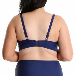 Navy blue bra and bottoms from Lysa Women’s Plus Size Barbie Floral Embroidered Bikini Set