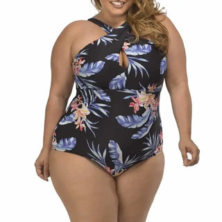 Lysa Women’s Plus Size Kylie Keyhole Floral One Piece Swimsuit underwater shot