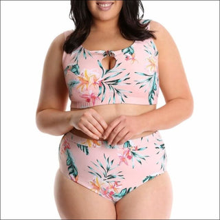 Lysa Womens Plus Size Renee Floral Bikini Swimsuit 2pc Set 0X 1X 2X 3X - 0X (14/16) / Peach Floral - Swimsuits