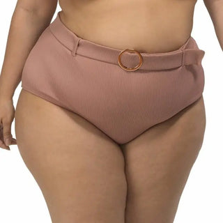 High-waisted belted swimsuit bottoms from the Lysa Women’s Plus Size Olivia Bikini Set