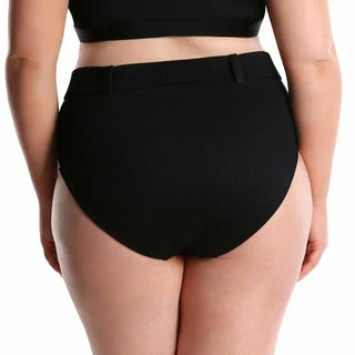 Black high-waisted swimsuit bottom from Lysa Women’s Plus Size Ribbed Olivia Bikini Set
