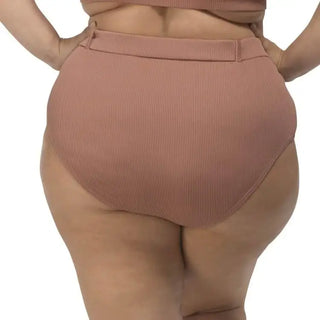 High-waisted ribbed swimsuit bottom from Lysa Women’s Plus Size Ribbed Olivia Bikini Set