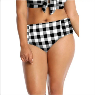 Black and white checkered plus size Tyra Bikini Swimsuit for Women displayed on model