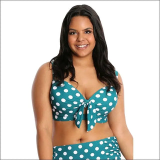 Teal and white polka dot bikini top from Lysa Women’s Plus Size Tyra 2pc Swimsuit Set