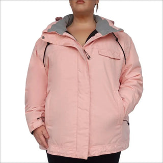 Pink hooded winter jacket from Women’s Plus Size Insulated Snowboard Ski Coat collection
