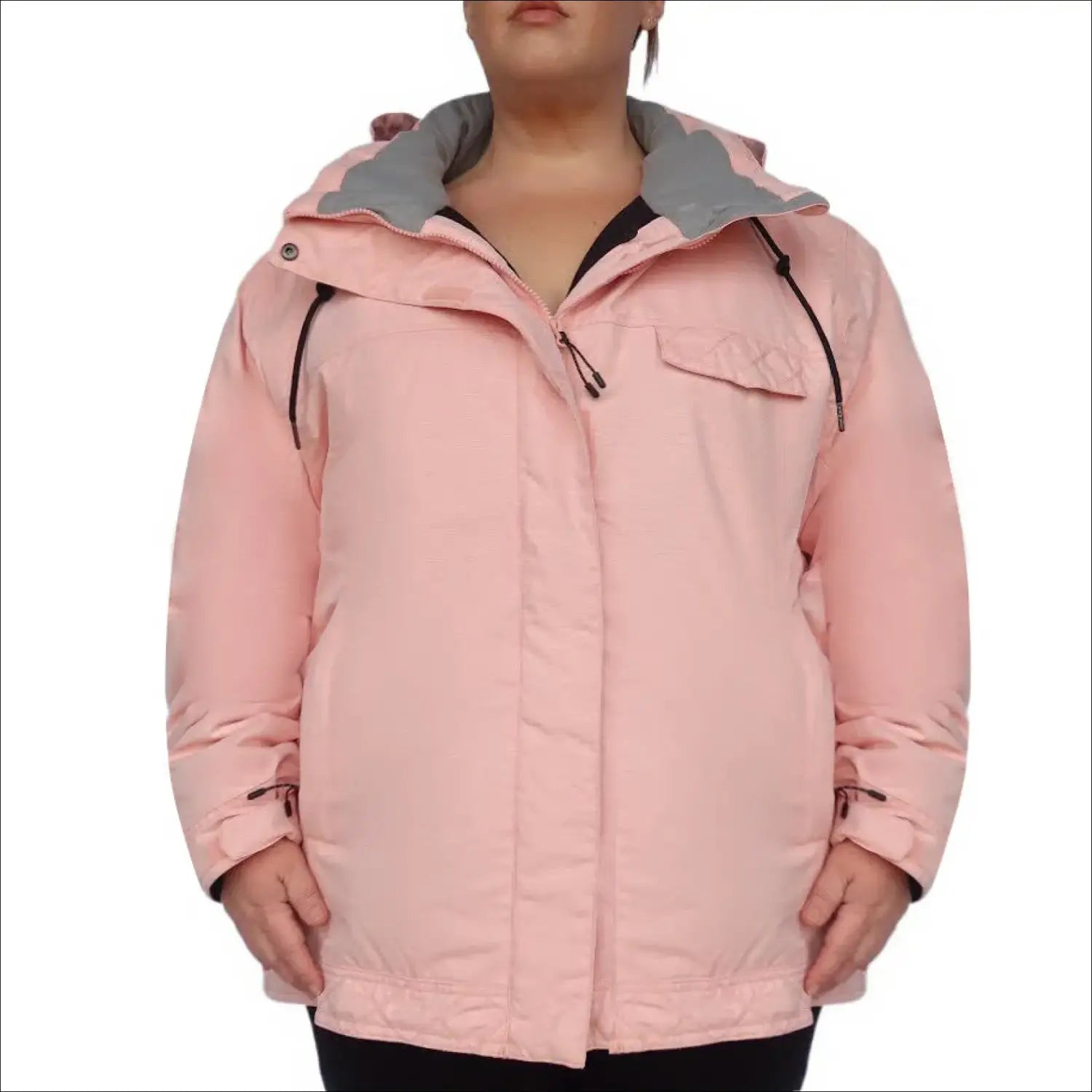 Pink hooded winter jacket for women plus size insulated snow board ski coat