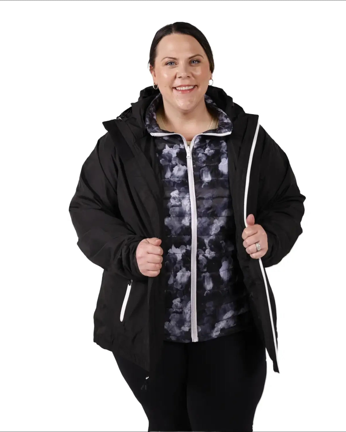 Black hooded winter coat for women plus size 1X-6X Snow Country Outerwear Alps