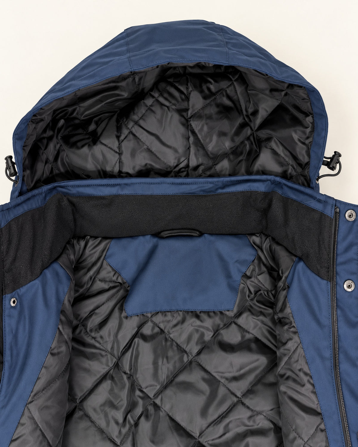 Navy Siberian III insulated soft shell jacket from Snow Country Outerwear Mens Big and Tall, hood detail, 2XL to 7XL regular and tall