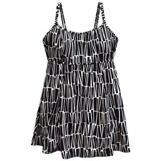 Black and white patterned tankini top from NWSC Women’s Plus Size Swimdress swimsuit