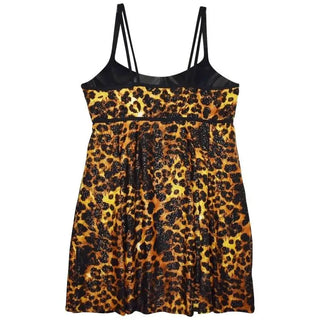 Leopard print dress with spaghetti straps on NWSC Women’s Plus Size Empire Waist Swimdress