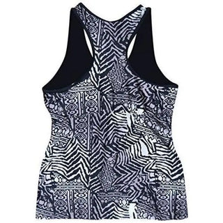 Black and white patterned racerback tank top from NWSC Women’s Plus Size Racer Tankini Swimsuit