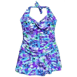 Floral print halter neck swim dress from NWSC Women’s Plus Size Retro Halter Swimdress Swimsuit 18-24W