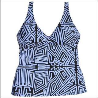 NWSC Women’s Plus Size Tankini Swimsuit Top Separates 16W - 2X (14W) / Black White Abstract - Swimsuits