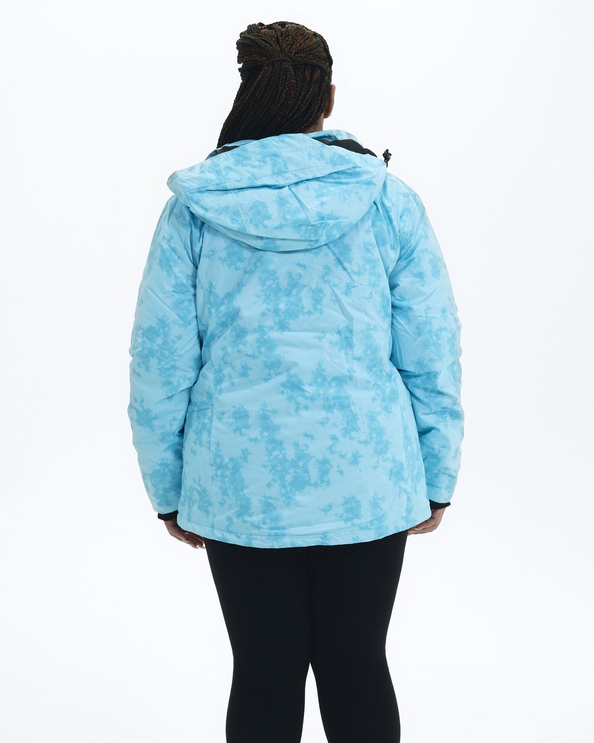 Blue Marble Bevel plus size insulated winter jacket, back | Model is 5'6" and wears a 1X