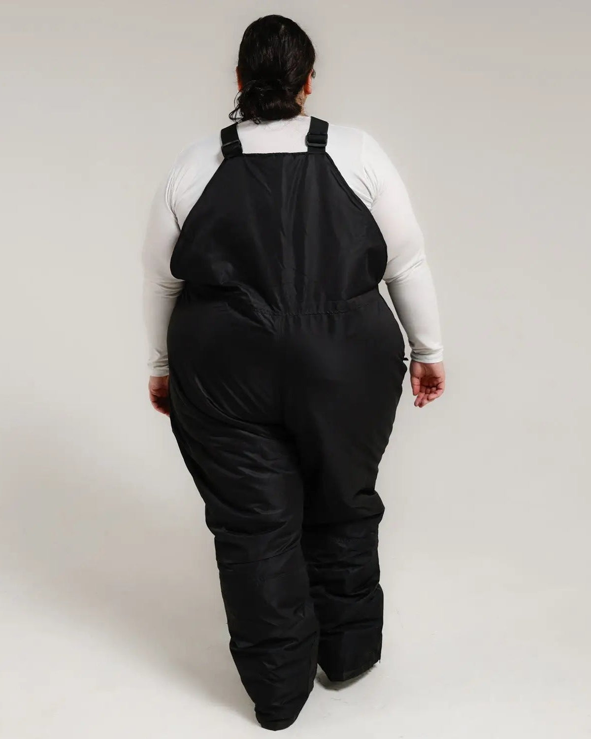 Black women's plus size Overland snow bibs, back