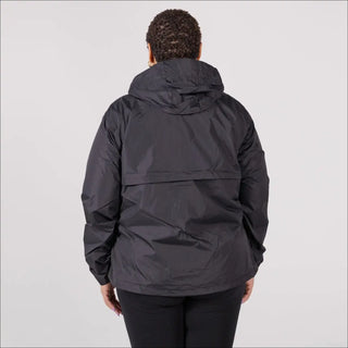 Black hooded rain jacket for women plus size waterproof lightweight packable durable