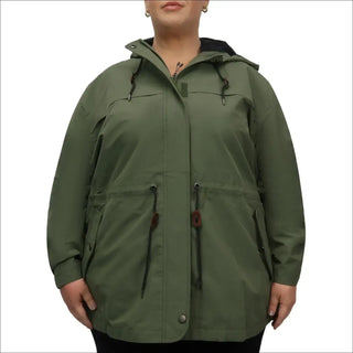 Olive green hooded parka from Women’s Plus Size Rain Jacket The Manchester 1X-6X