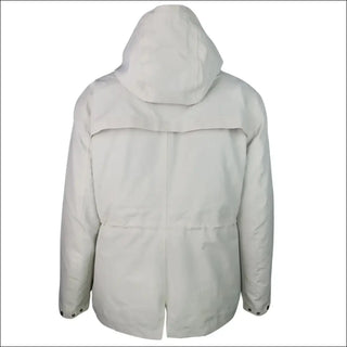 Beige hooded plus size rain jacket, back image
