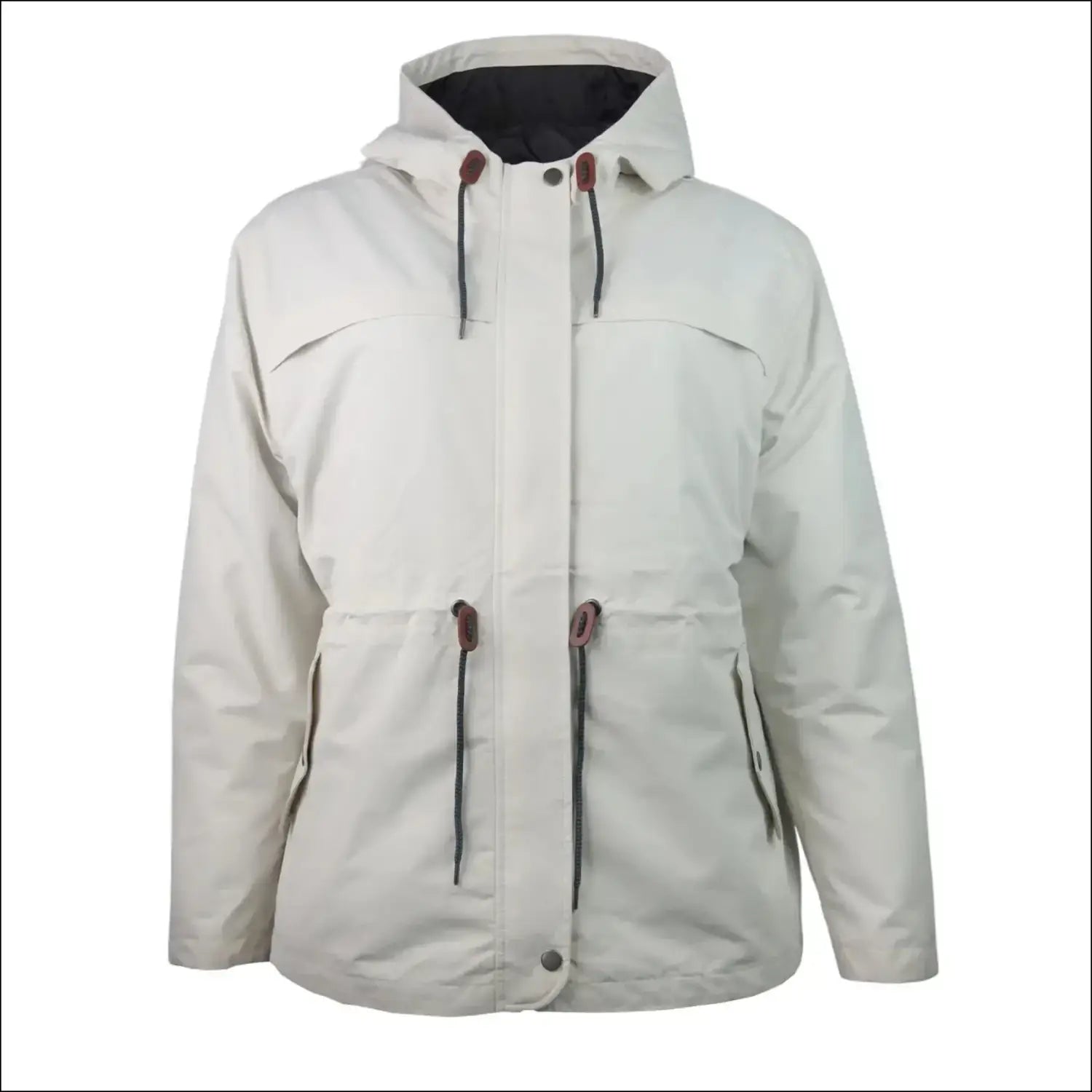 Beige hooded winter jacket on Women’s Plus Size Rain Jacket The Manchester 1X-6X