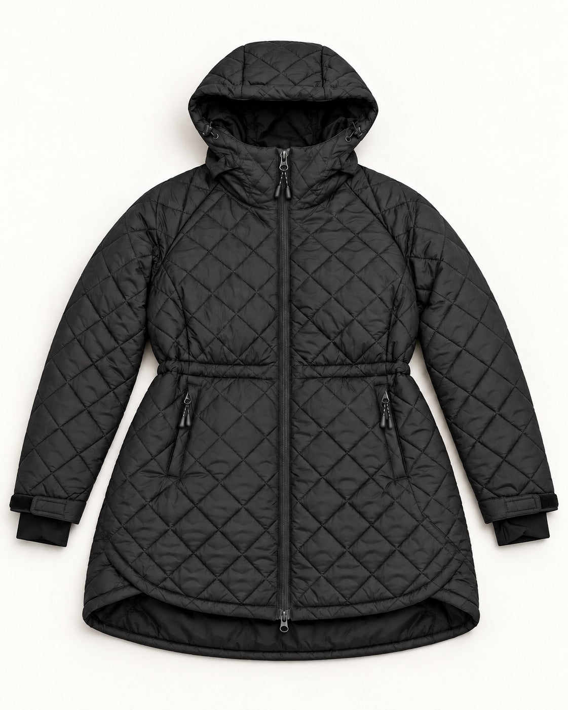 Black The Savvy II plus size quilted jacket, flat lay, front