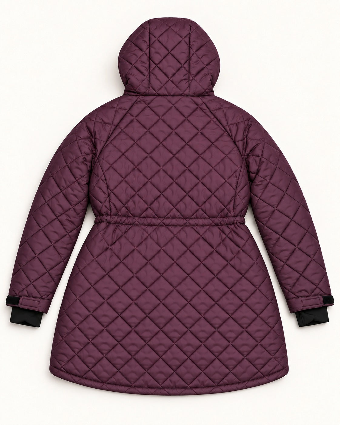 Eggplant The Savvy II plus size quilted jacket, flat lay, back