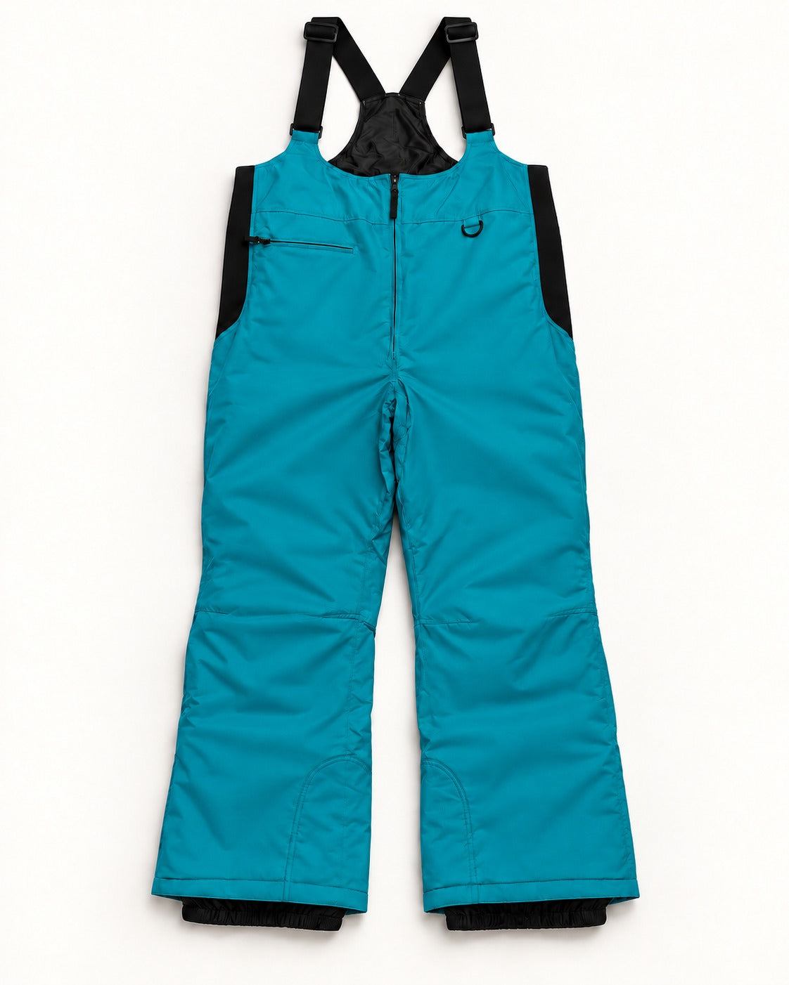 Teal women's plus size Vertex snow bib overalls, sizes 1X to 6X, flat lay, front