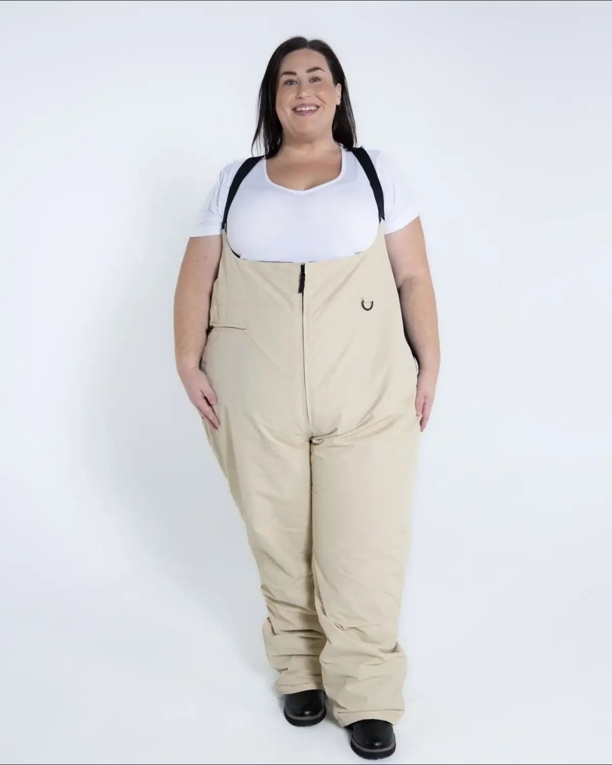 Beige plus-size snow pants from Snow Country Outerwear Women’s Plus Size Vertex Bibs