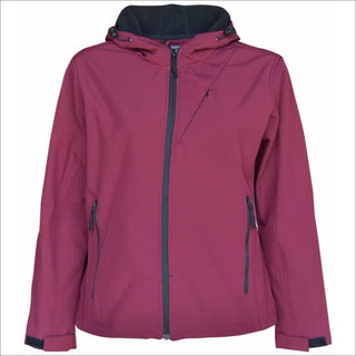 Maroon hooded softshell jacket from Pulse Women’s Plus Size Soft Shell Jacket 1X CLEARANCE