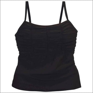 Simply Fit Womens Plus Size Smocked Tankini Swimsuit Top 16W-24W - 16 / Black - Womens