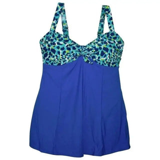 Blue and patterned tankini top from Simply Fit Women’s Plus Size Swimdress Swimsuit