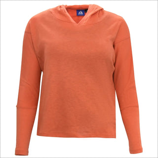 Orange hooded long-sleeved shirt from Snow Country Outerwear Plus Size Athleisure collection