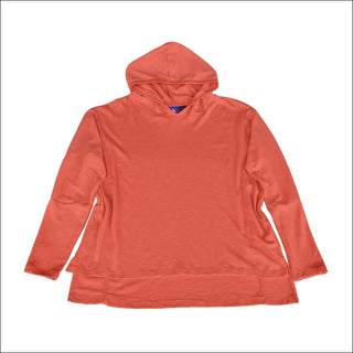 Coral-colored hooded sweatshirt from Snow Country Outerwear Plus Size Athleisure collection